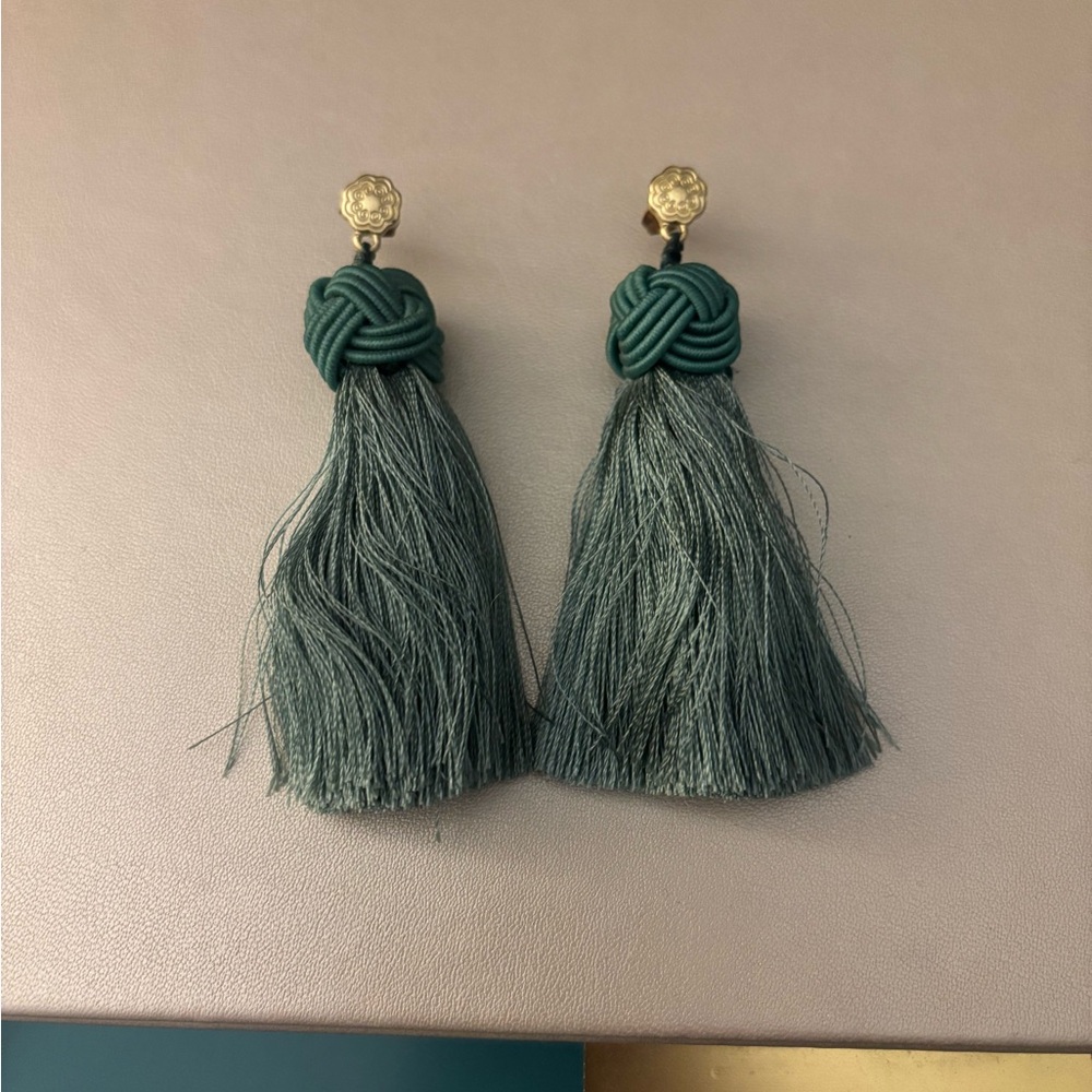 Hart Sage Topknots - Tassel Earrings View 2
